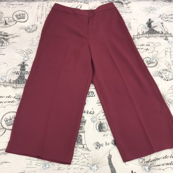 Halogen Wide Leg Cropped Pants Red PETITE - Picture 2 of 8